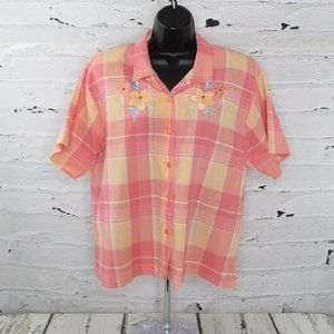 Keneth Too! Plaid Embroidered Blouse